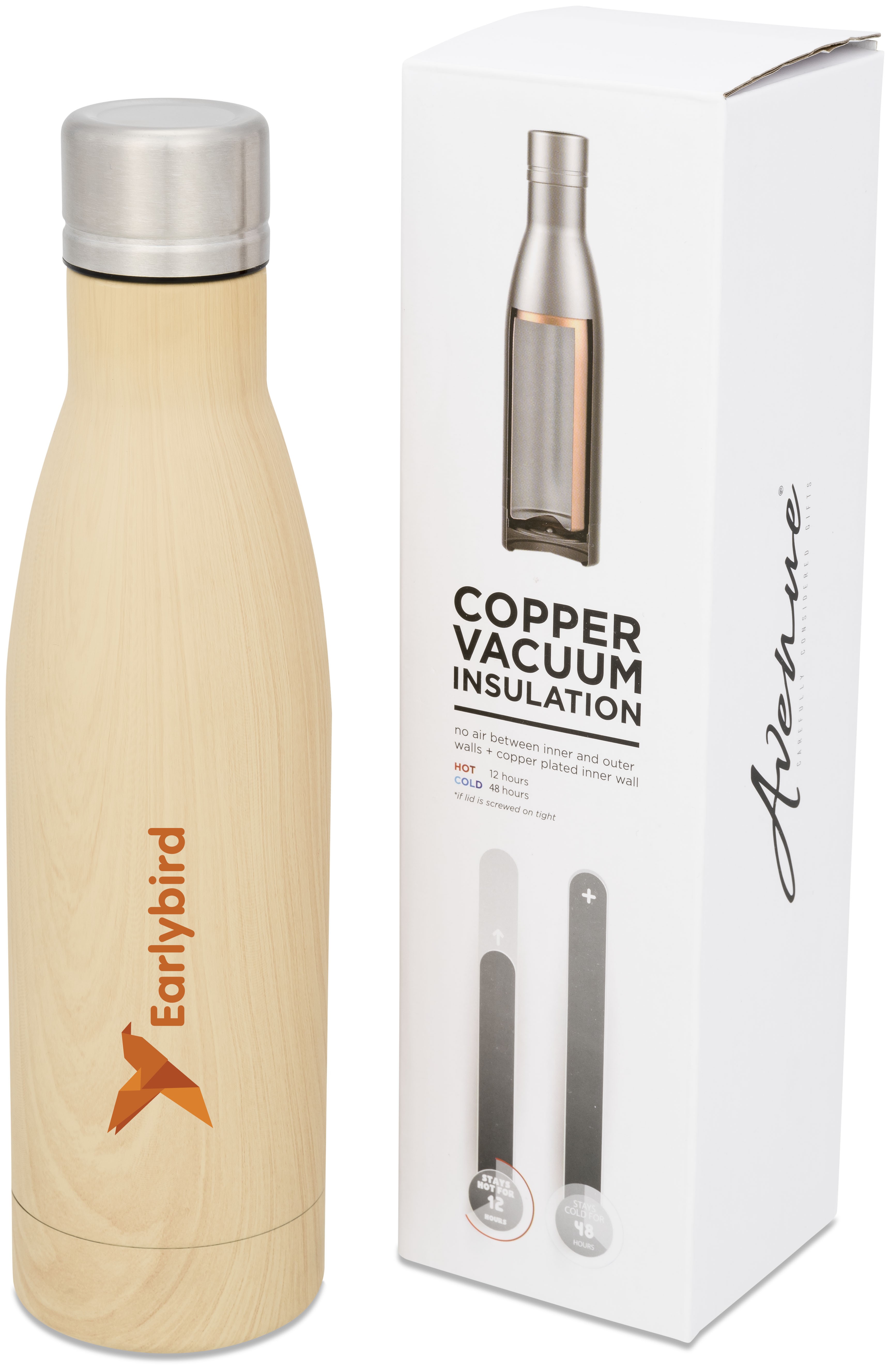 Vasa wood copper vacuum insulated bottle